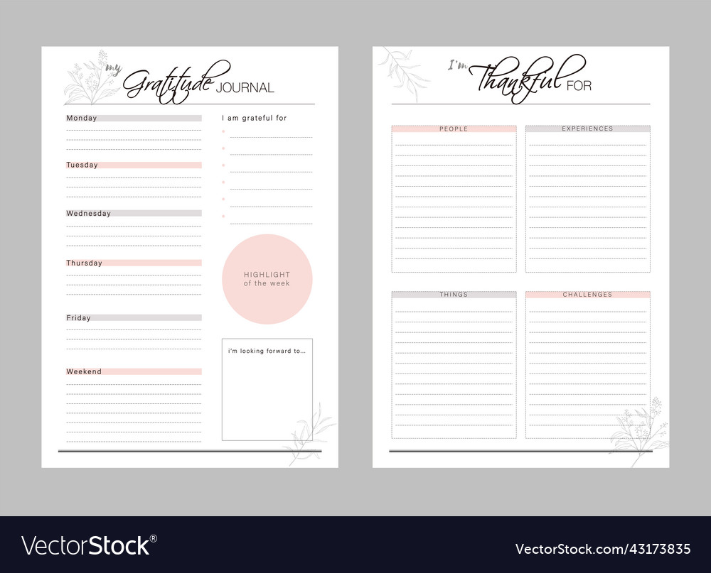 Gratitude journal and thankful Royalty Free Vector Image