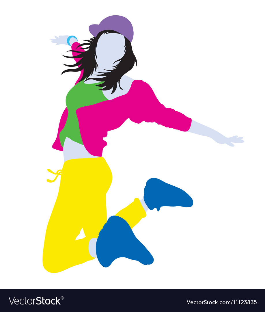 hip hop dancers colorful silhouette