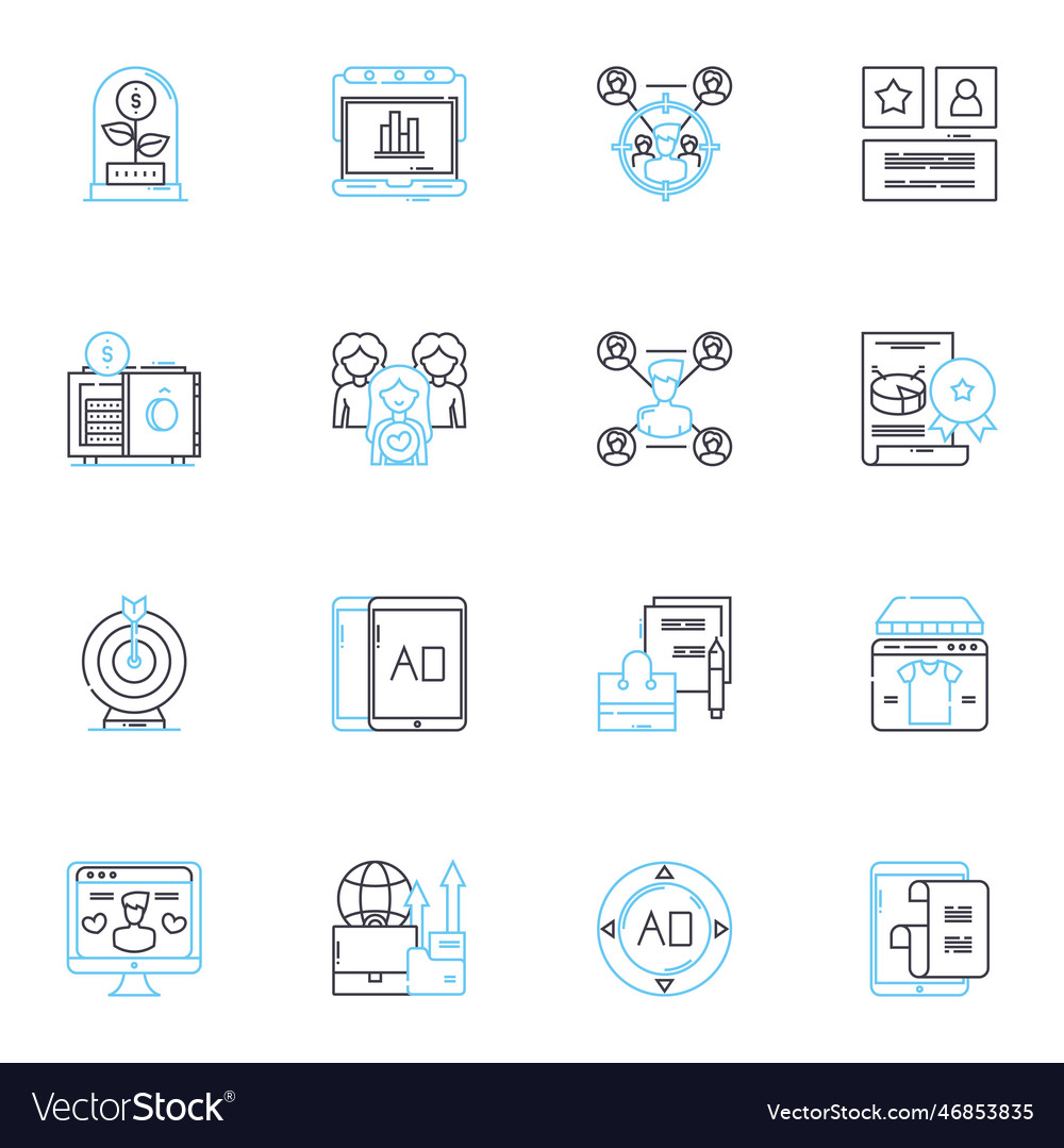 Seo optimization linear icons set keywords Vector Image