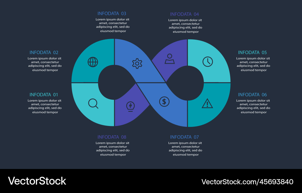 Abstract dark infographic with 6 elements Vector Image
