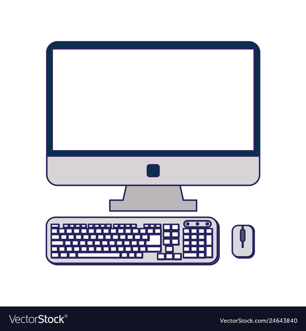 Computer with keyboard and mouse Royalty Free Vector Image