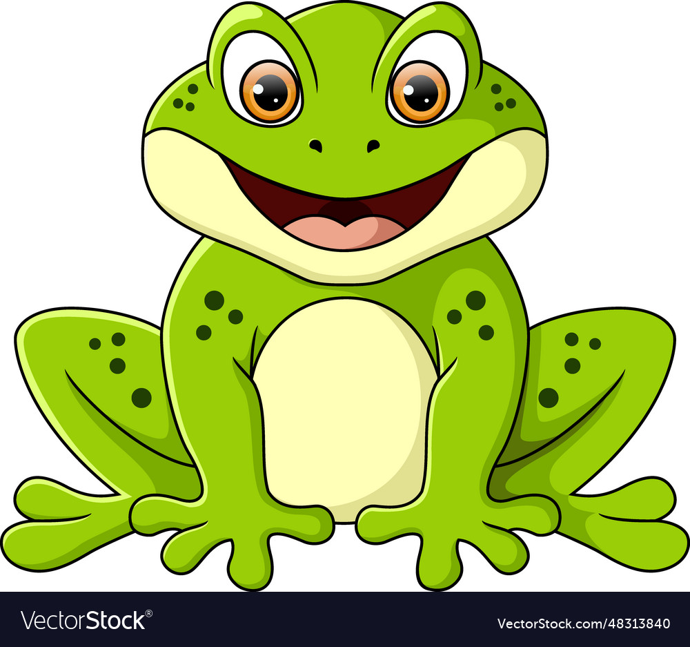 Cute frog cartoon on white background Royalty Free Vector