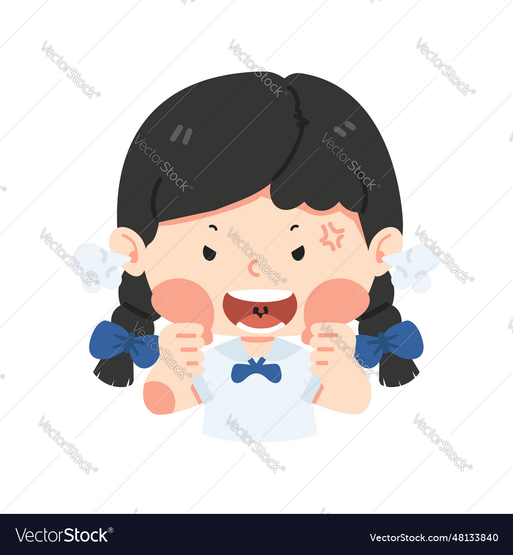 Cute girl student angry pose expression Royalty Free Vector