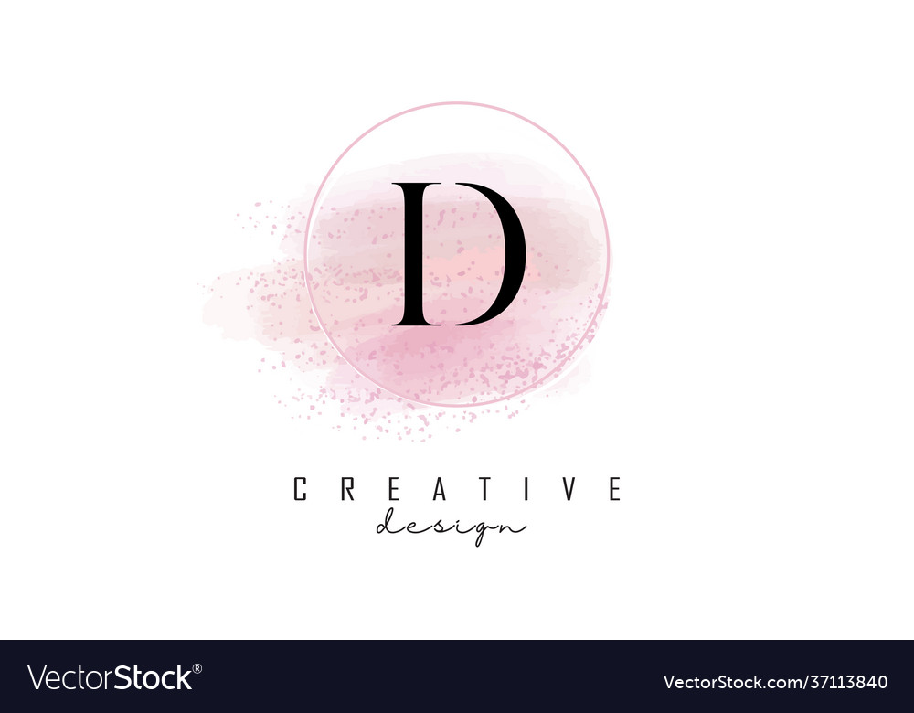 D letter logo design with glittery round frame