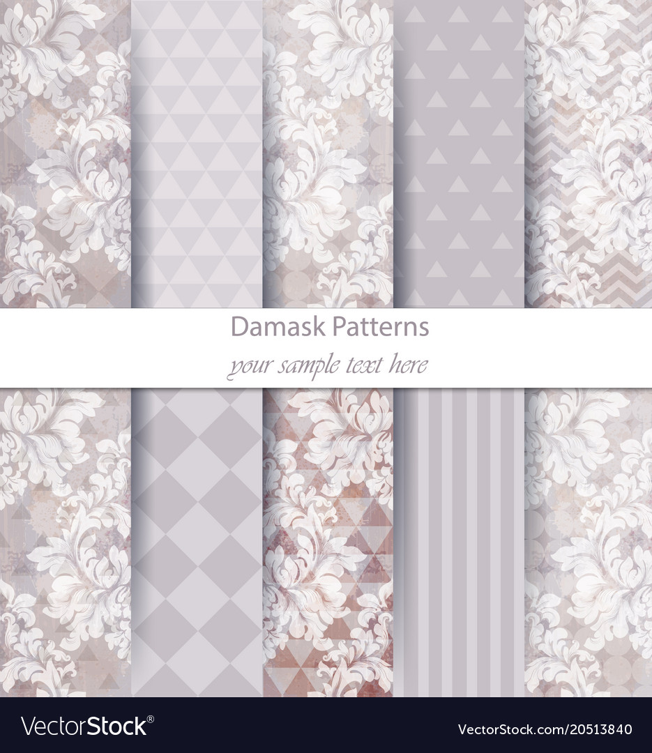 Damask patterns set collection baroque