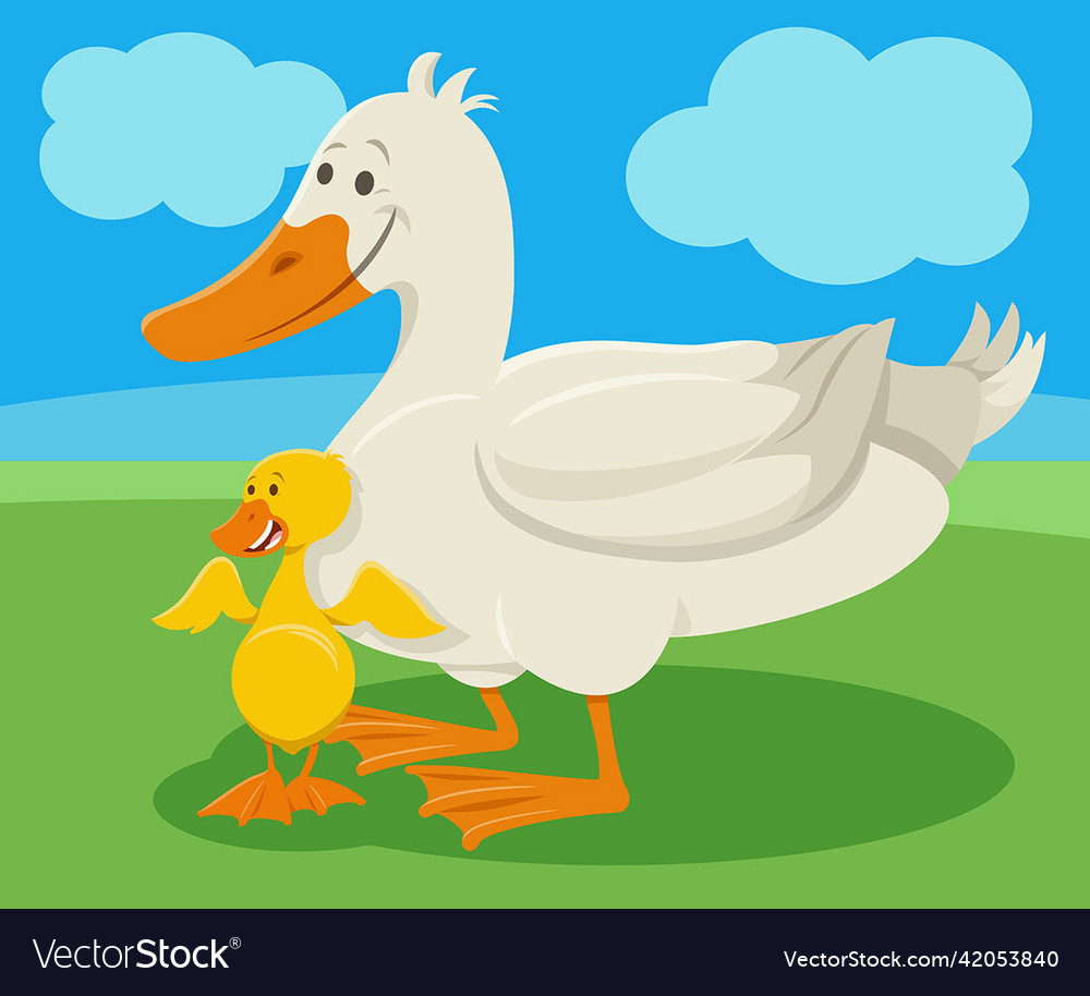 Happy cartoon duck farm animal character Vector Image