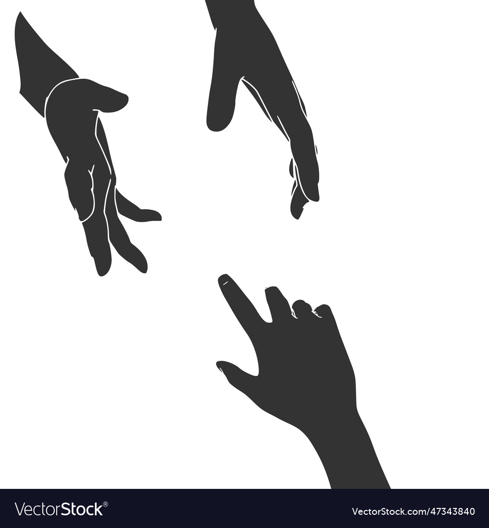 Human hands reaching out to one another almost Vector Image