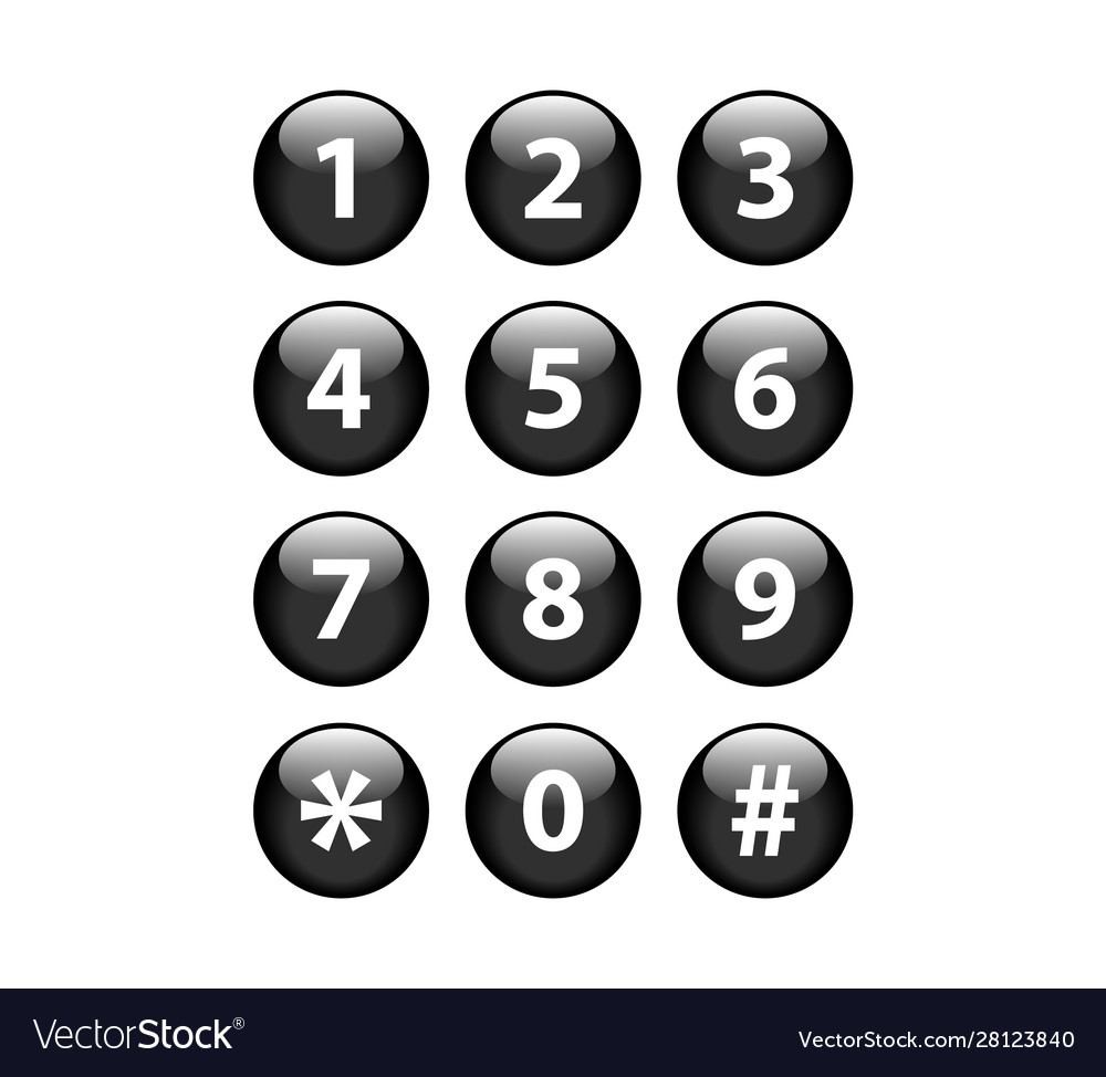 Number set circle shiny glossy button Royalty Free Vector