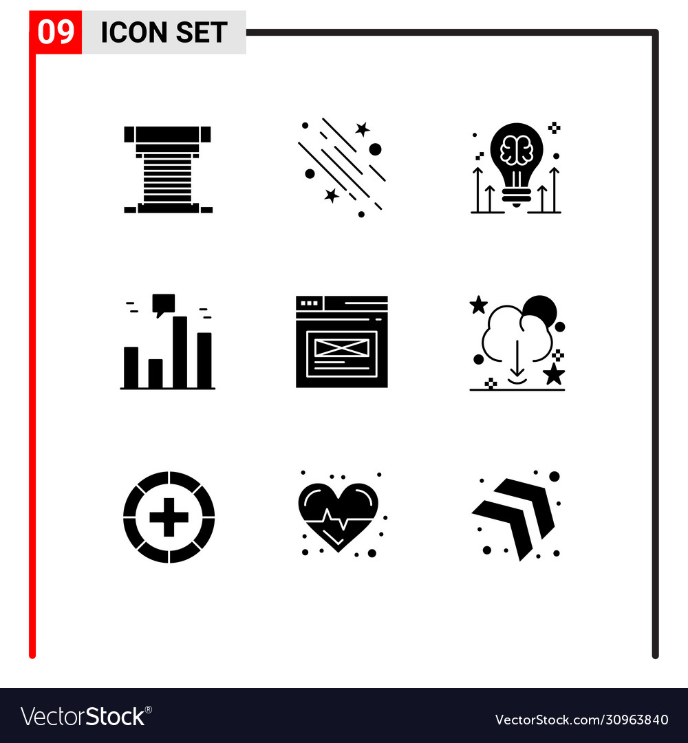 Pictograph set 9 simple solid glyphs graph