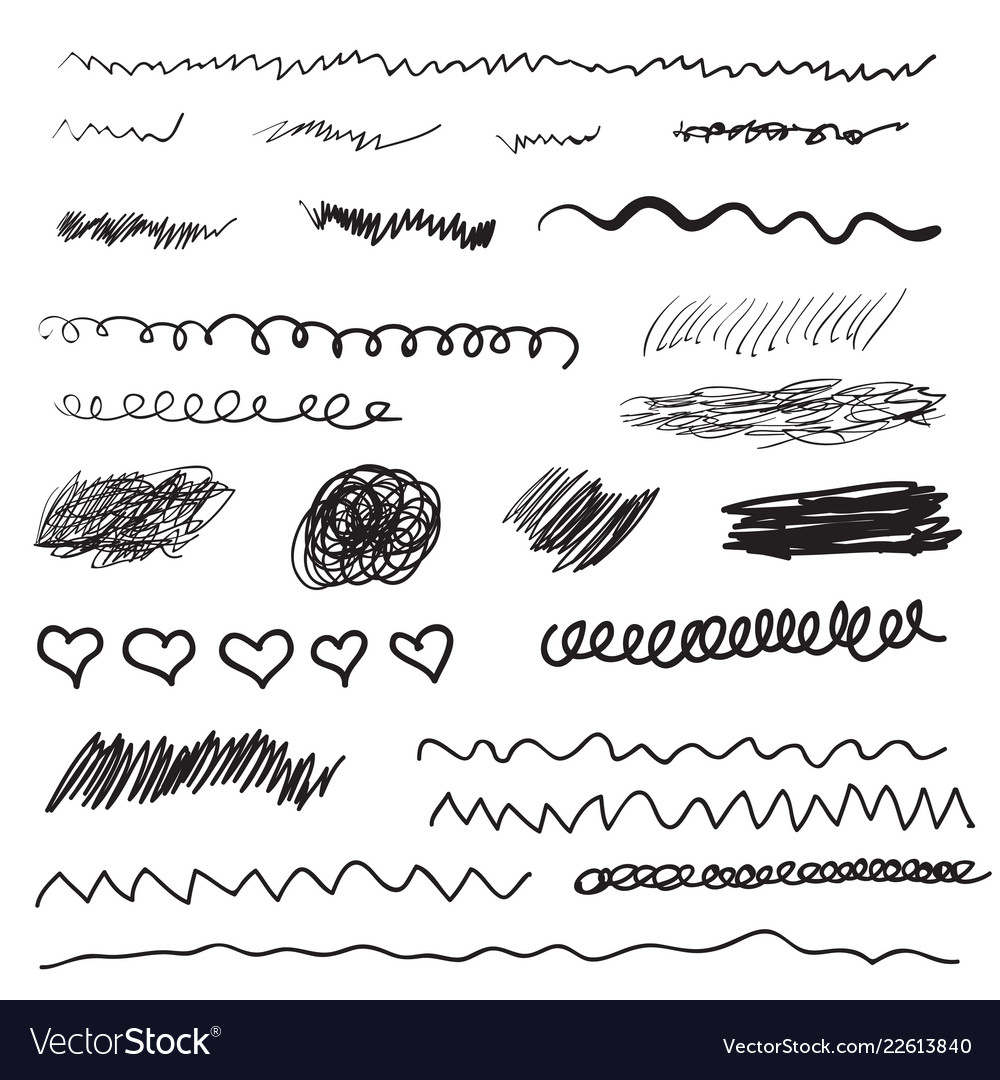 Scribble brush strokes set logo design element vector image Scribble brush strokes set logo design element
