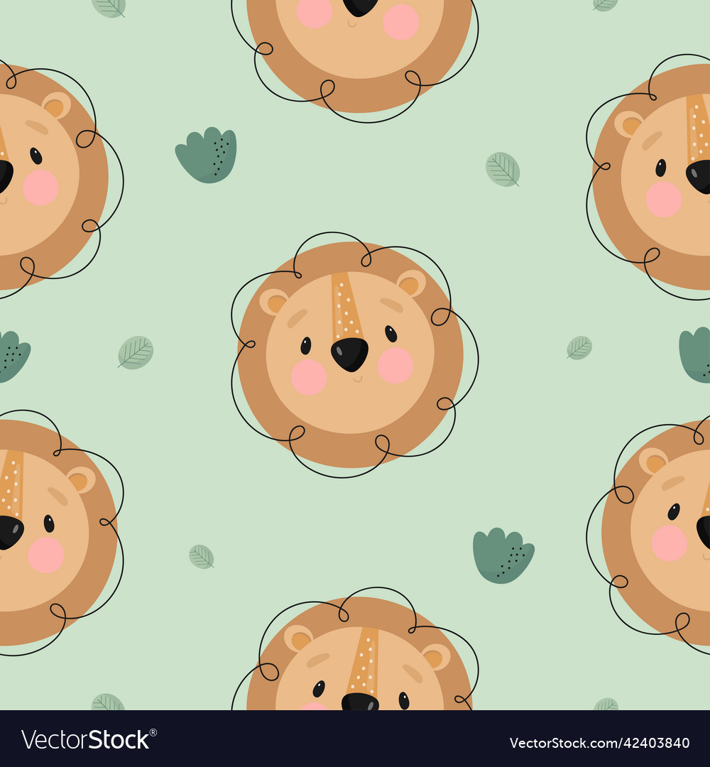 Seamless pattern with lion