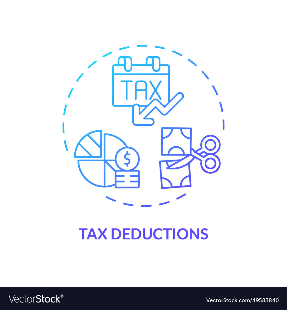 Tax deduction blue gradient concept icon Vector Image