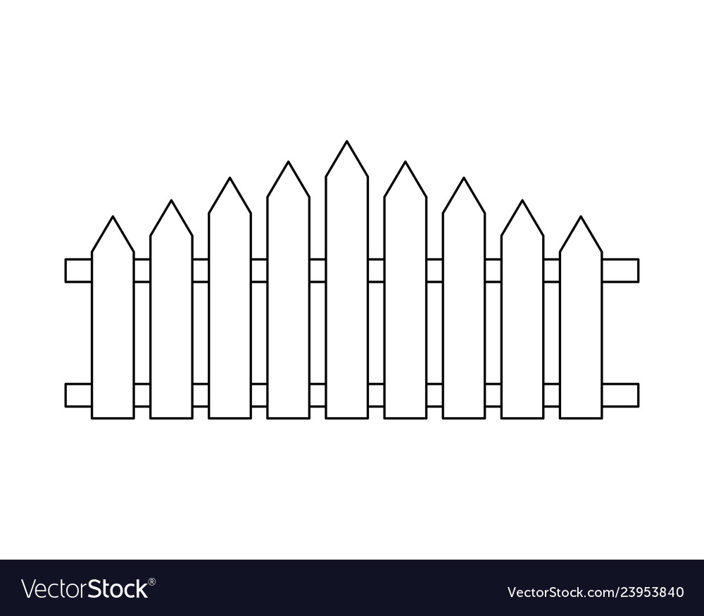 Wooden fence simple outline design isolated Vector Image
