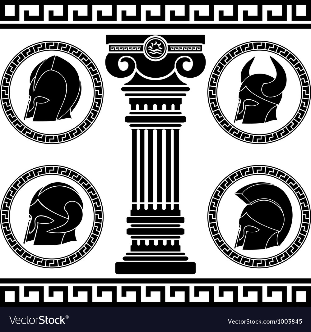 Ancient helmets stencil Royalty Free Vector Image