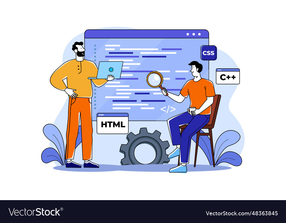Code optimization concept on white background Vector Image