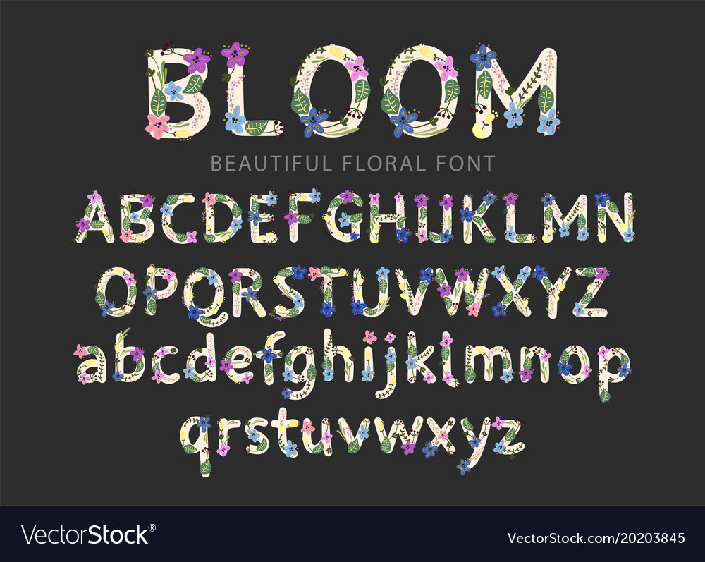 Colorful flower font