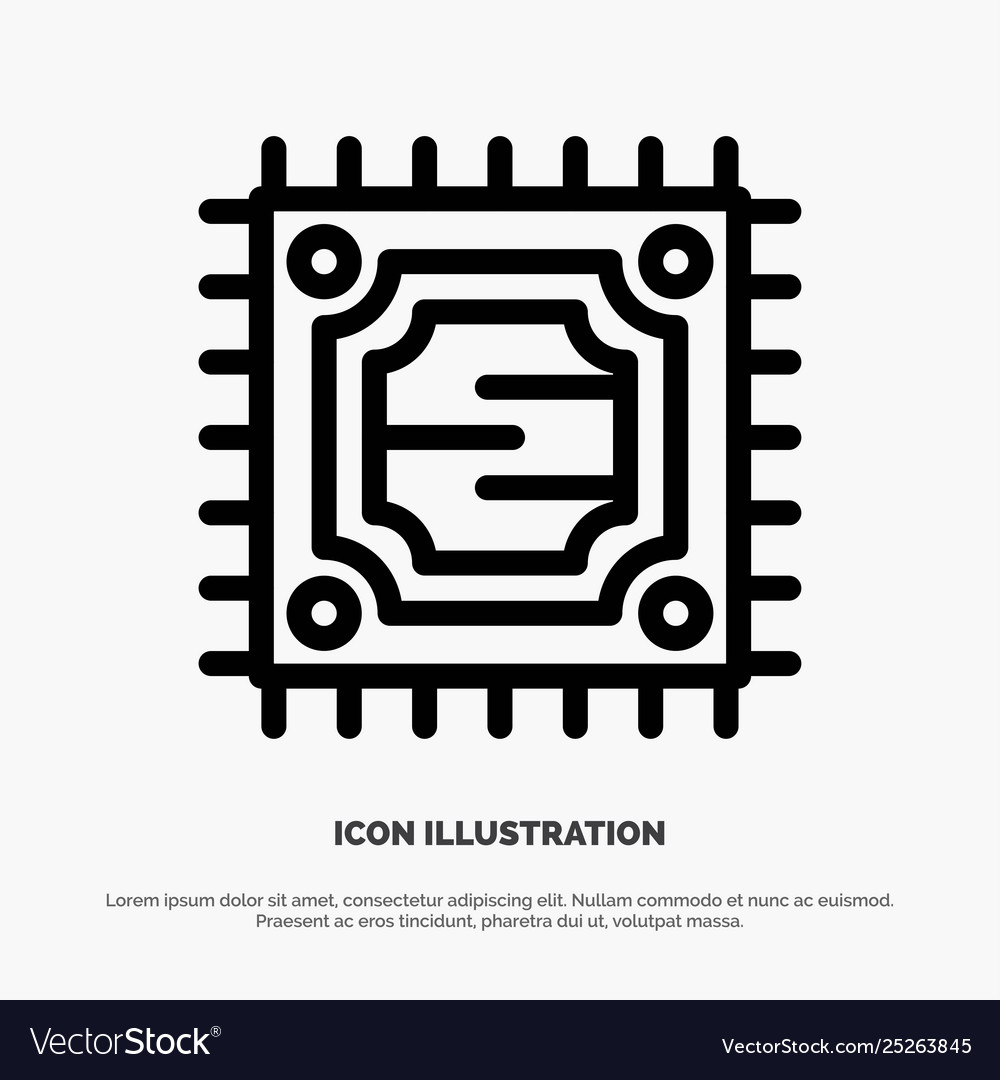 Cpu microchip processor line icon