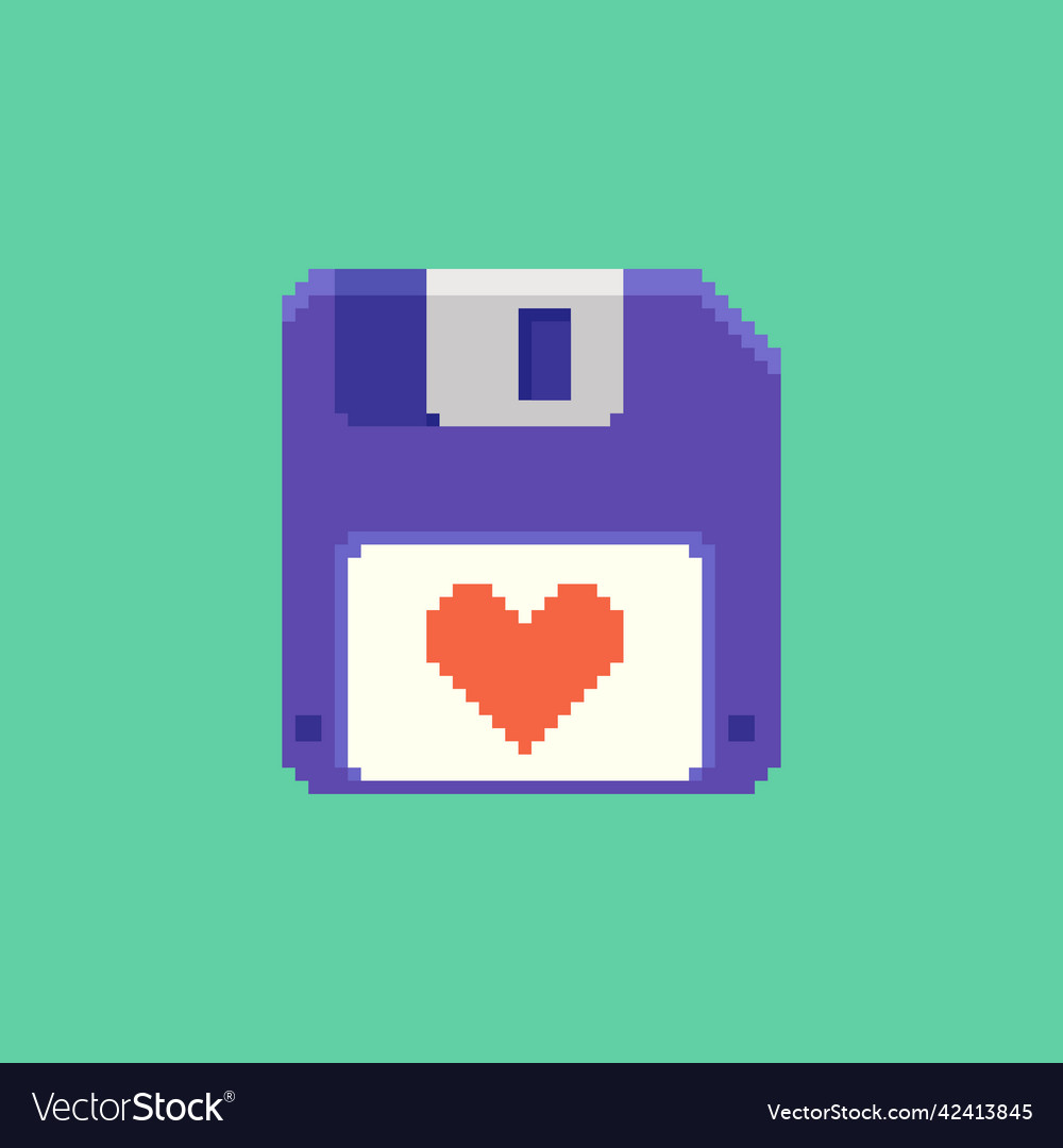 Floppy disk with red love heart