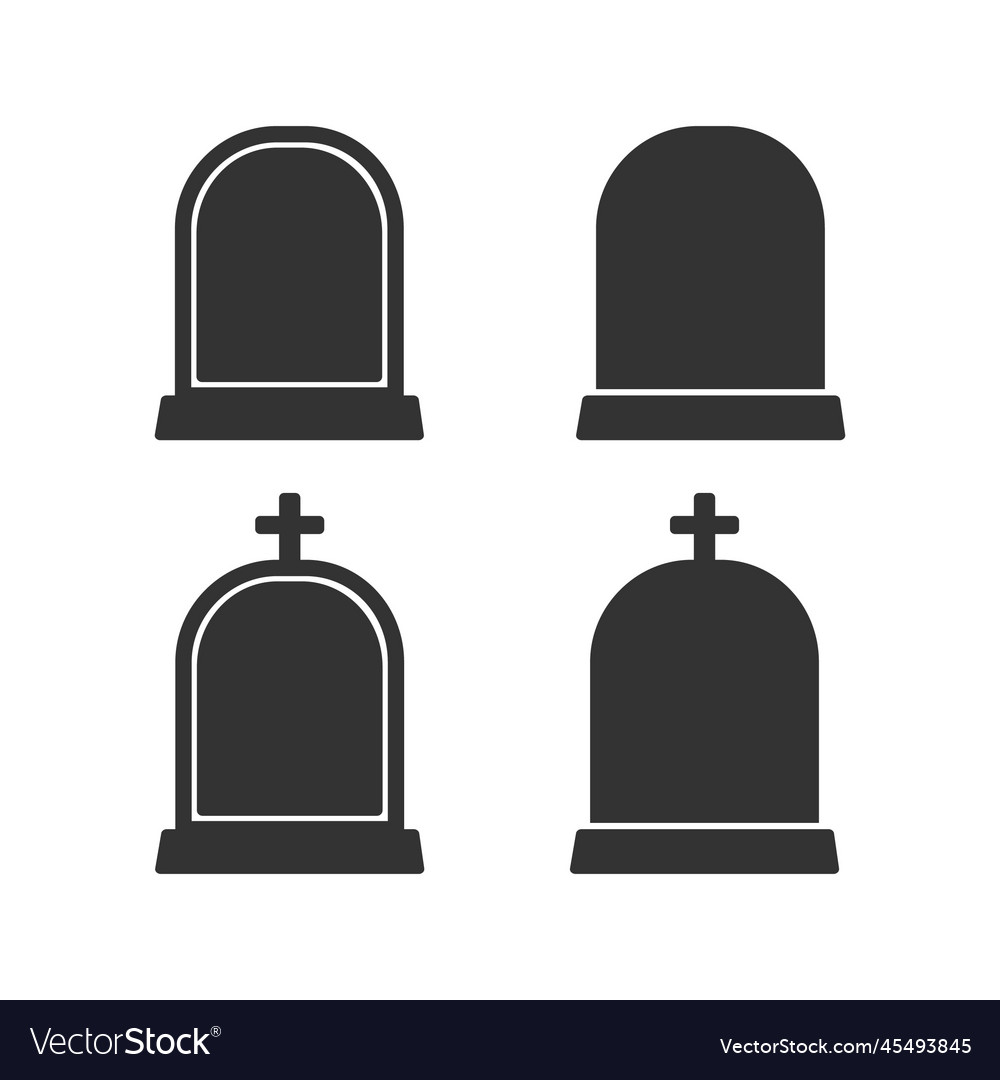 Gravestone with cross logo tombstone icon Vector Image