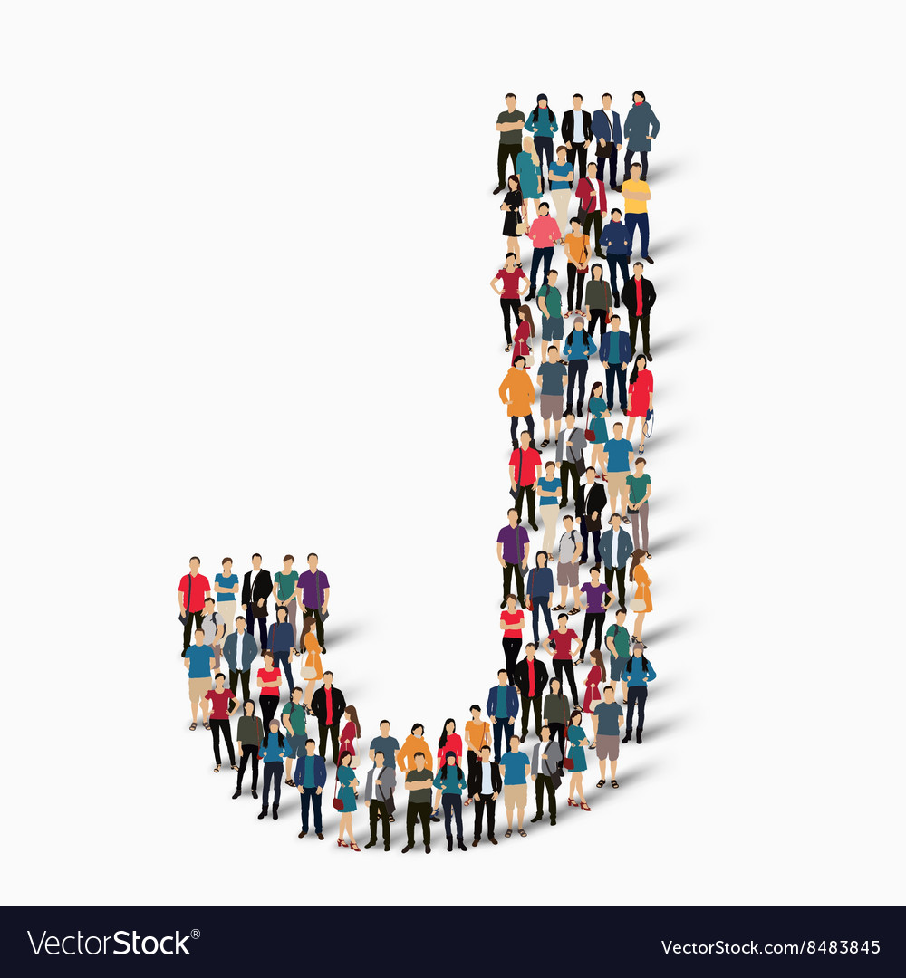 Group people shape letter j Royalty Free Vector Image