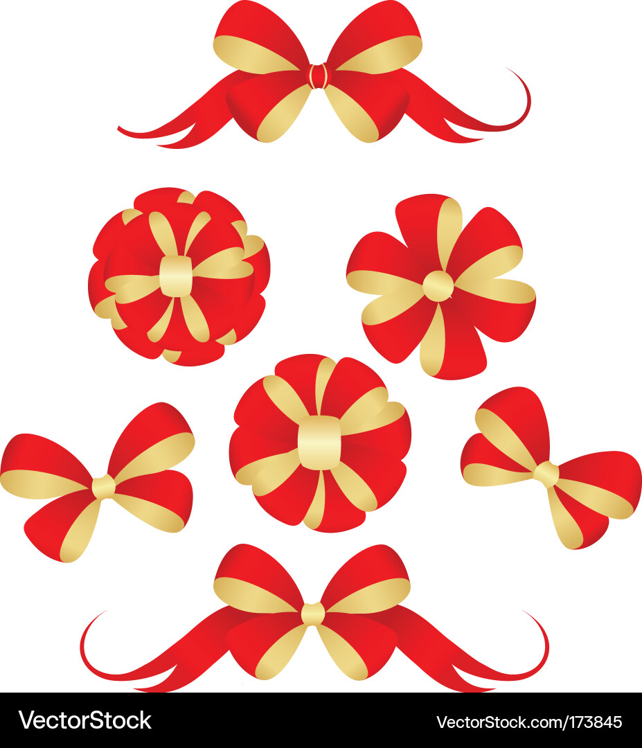 Red bows Royalty Free Vector Image - VectorStock