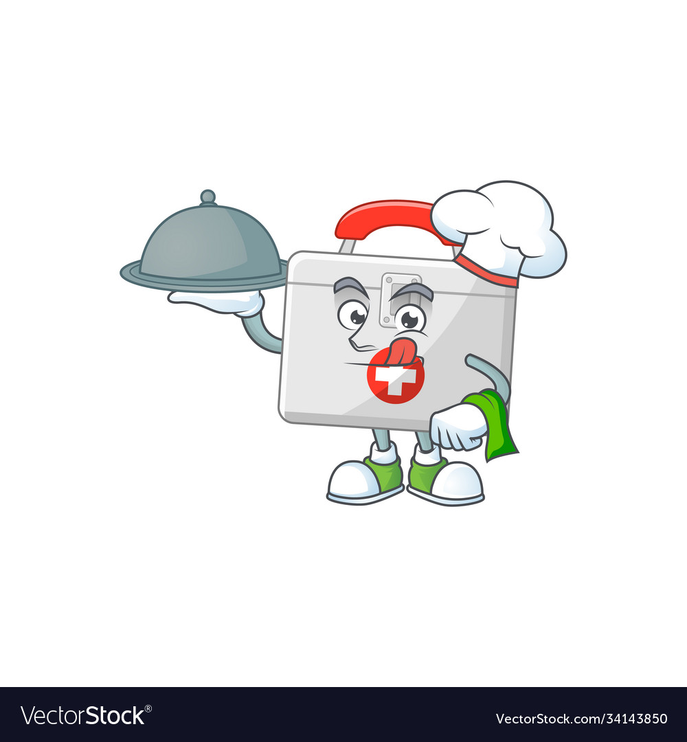 A first aid kit chef cartoon design with hat