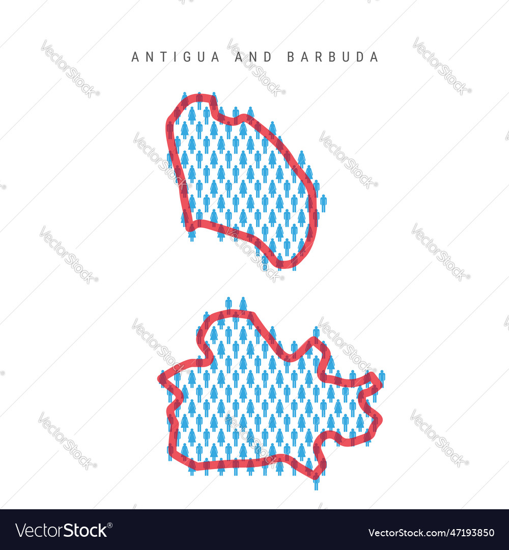 Antigua and barbuda population map stick figures Vector Image