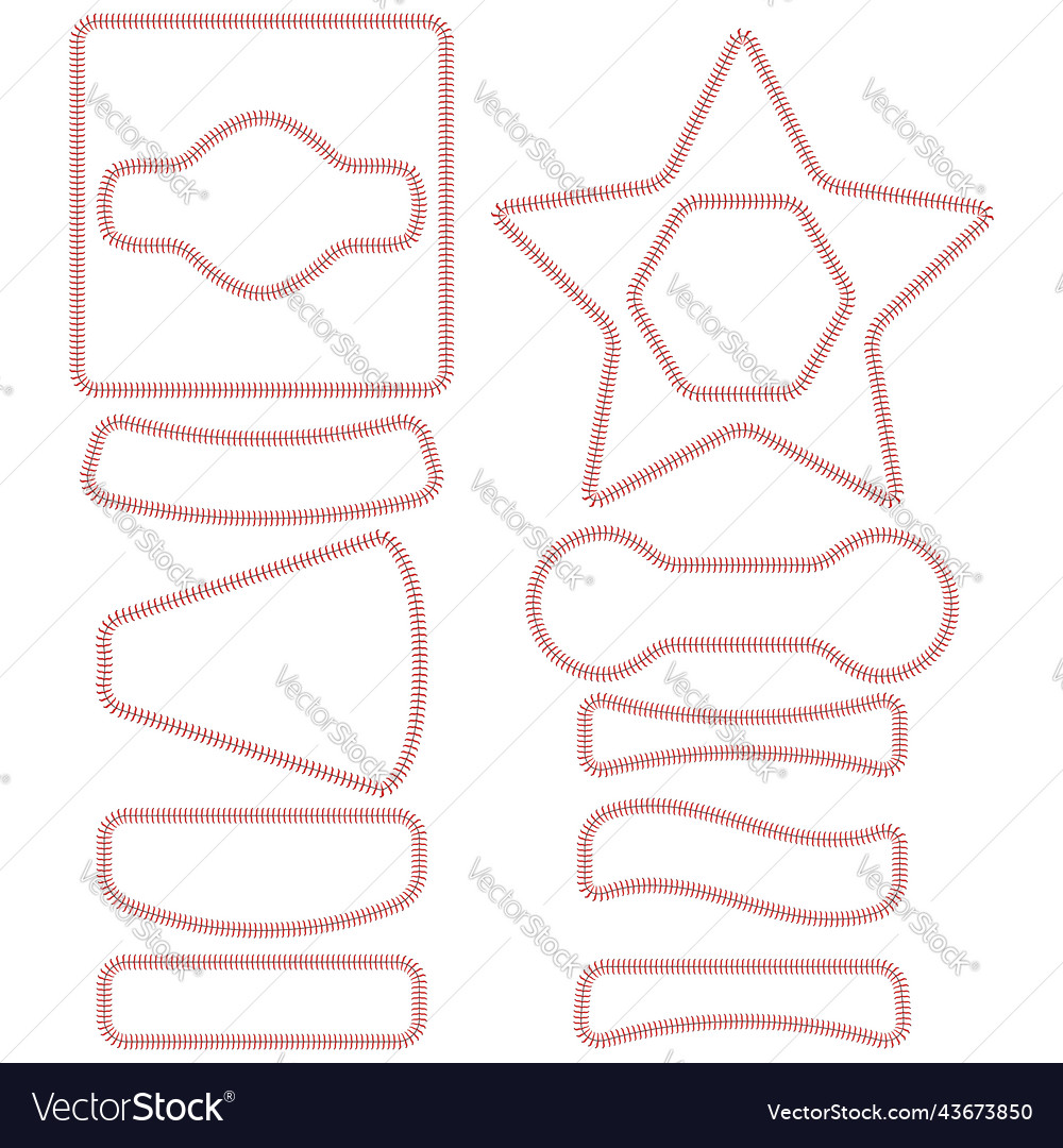 Baseball stitches and frames set isolated on white vector image Baseball stitches and frames set isolated on white