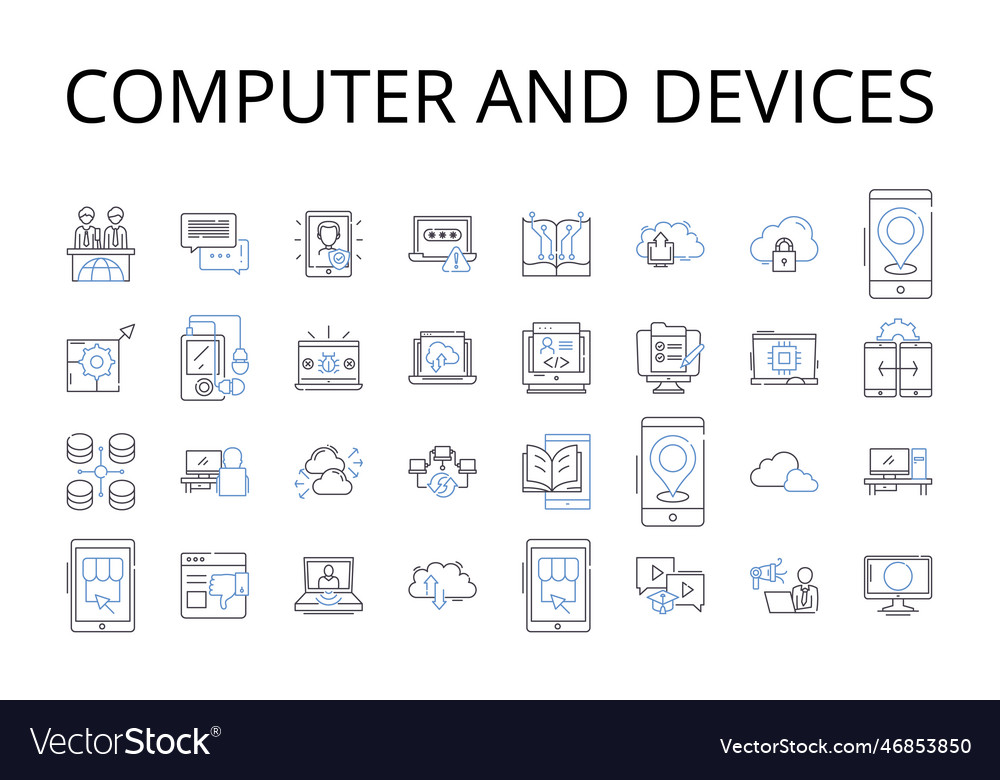 Computer und Geräte Linie Icons Sammlung pc