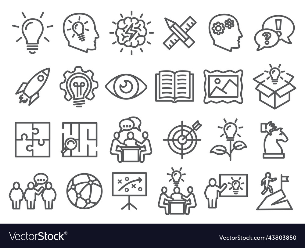 Creative line icons set on white background vector image Creative line icons set on white background