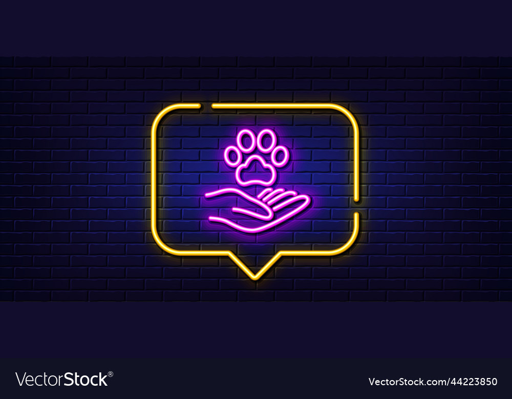 Pets care line icon veterinary clinic sign neon