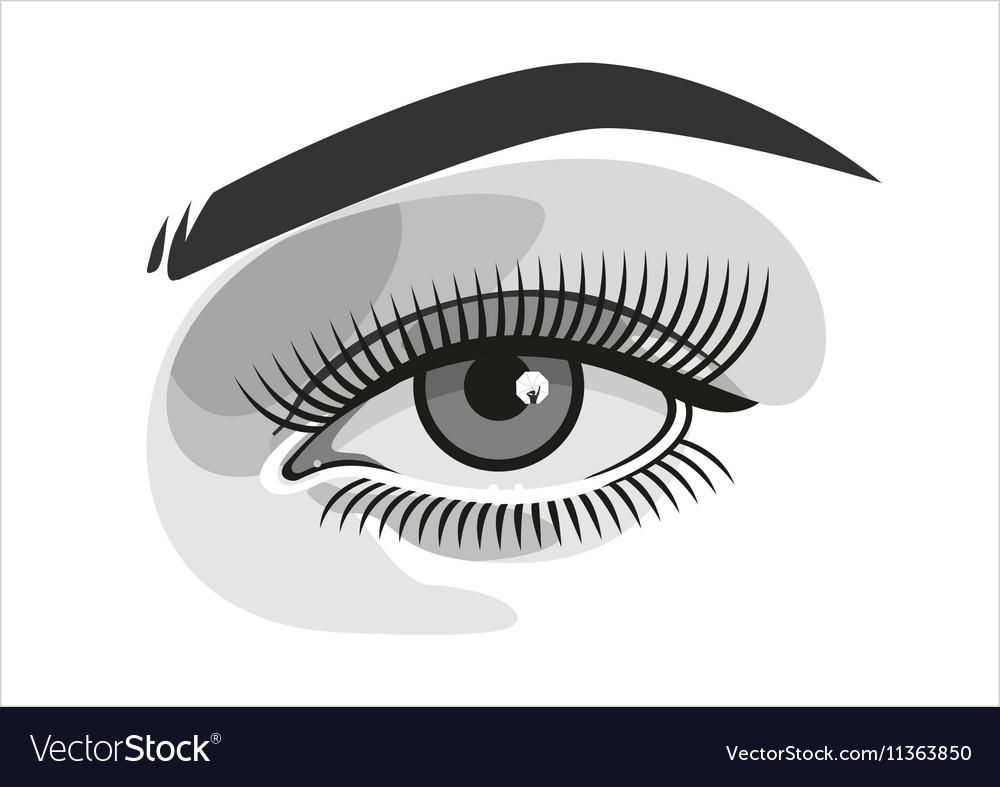 Realistic woman eye with makeup graphics