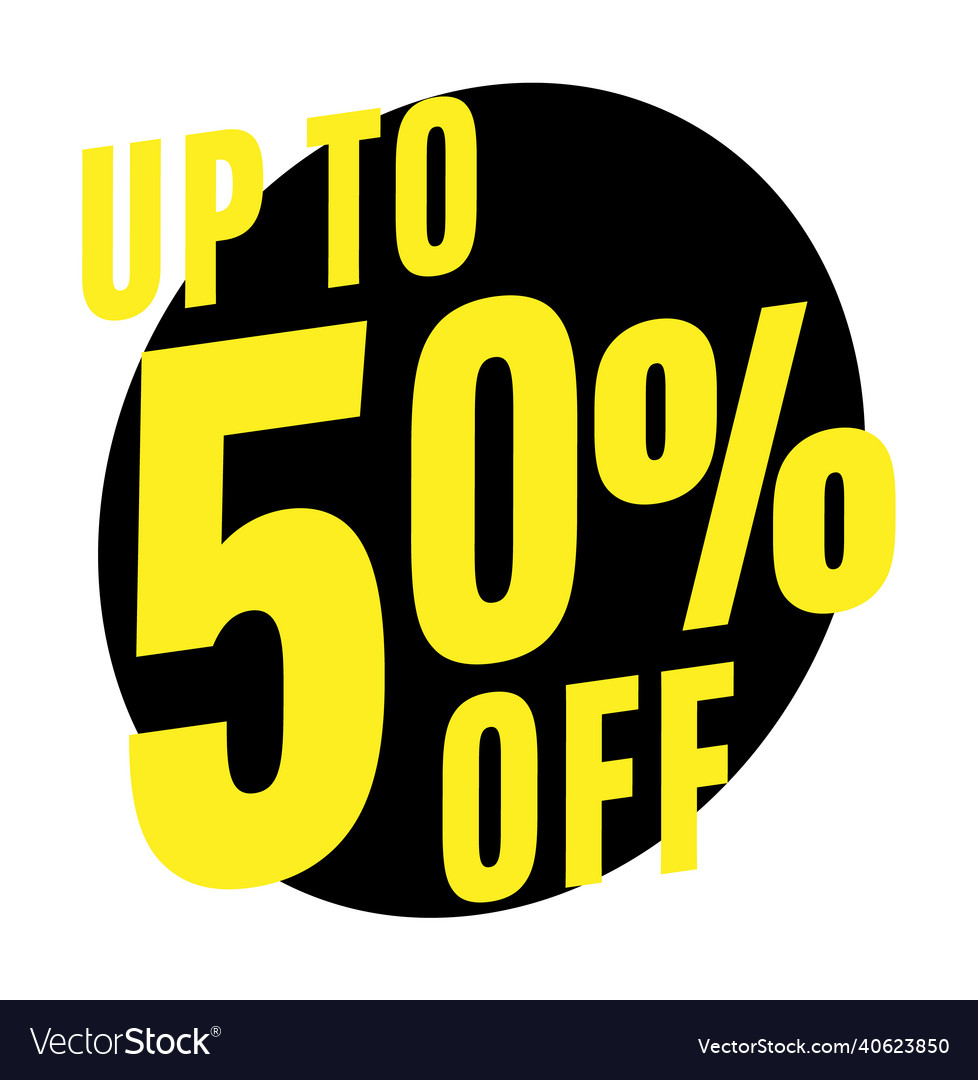 Up to 50 percent off discount sale sticker Vector Image