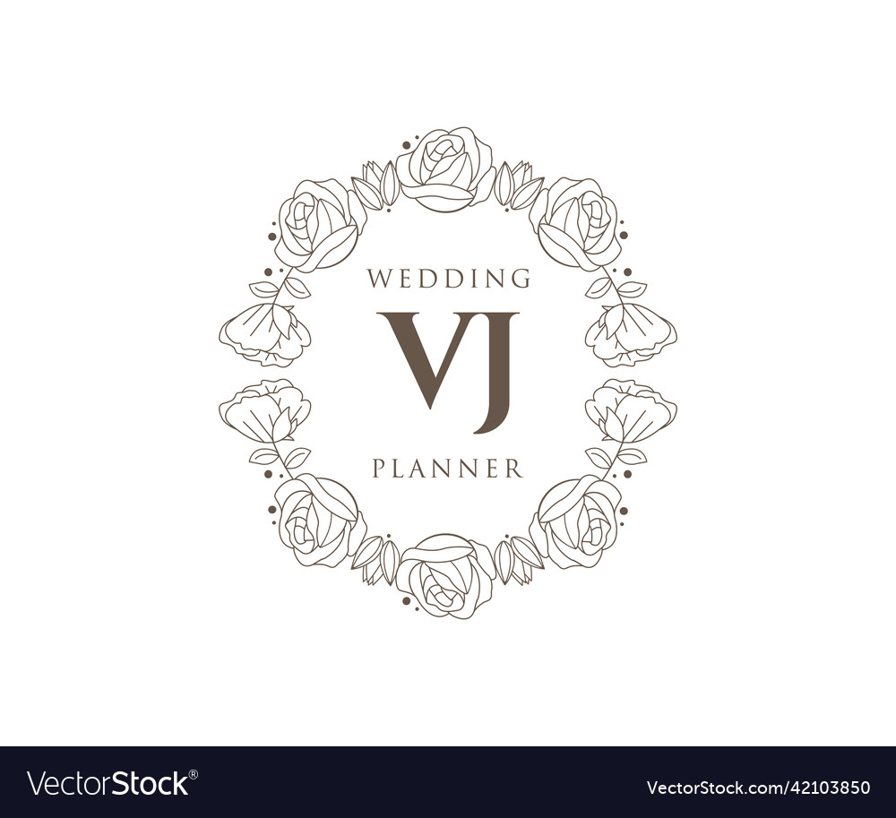 Vj initials letter wedding monogram logos Vector Image