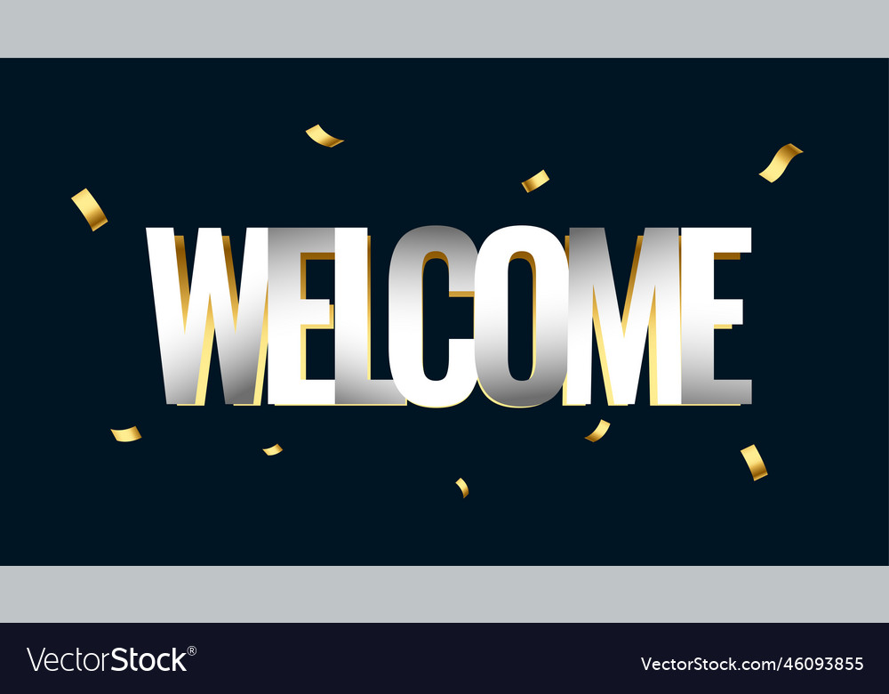 3d style welcome lettering banner with golden