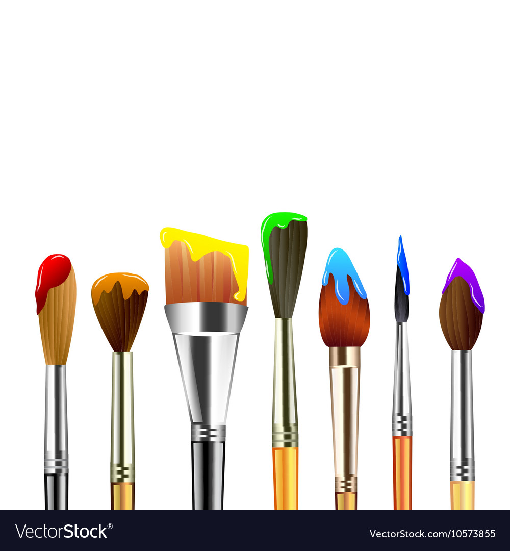 Artist paint brushes isolated on white background Vector Image