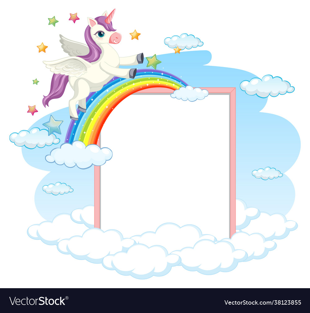 Blank banner with cute pegasus cartoon character Vector Image