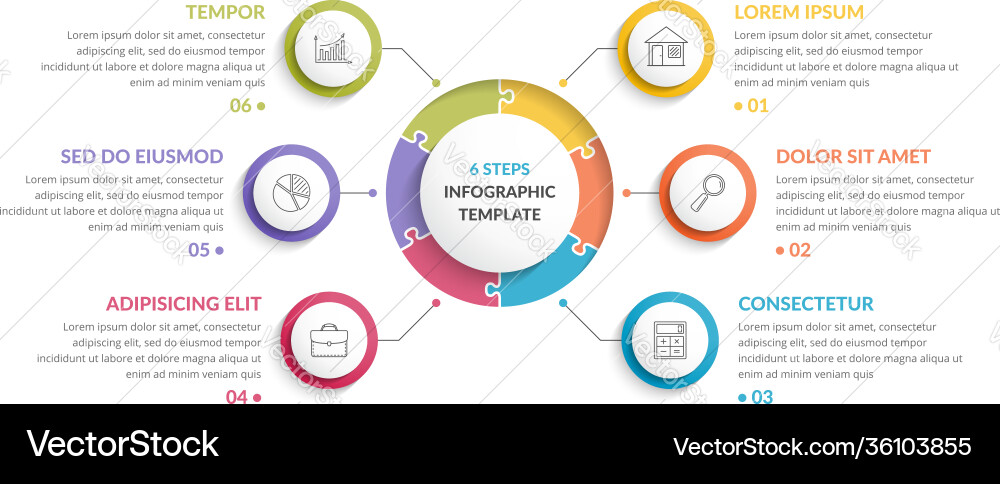Circle infographics - six elements Royalty Free Vector Image