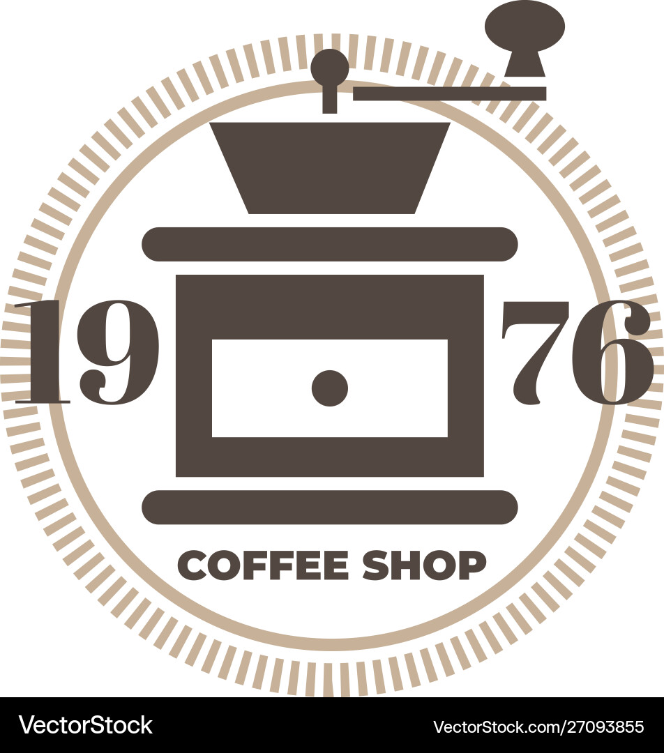 Coffee grinder icon shop logo template Royalty Free Vector