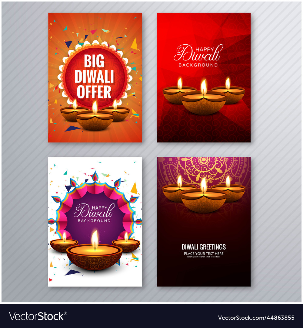 Happy diwali colorful brochure template collection