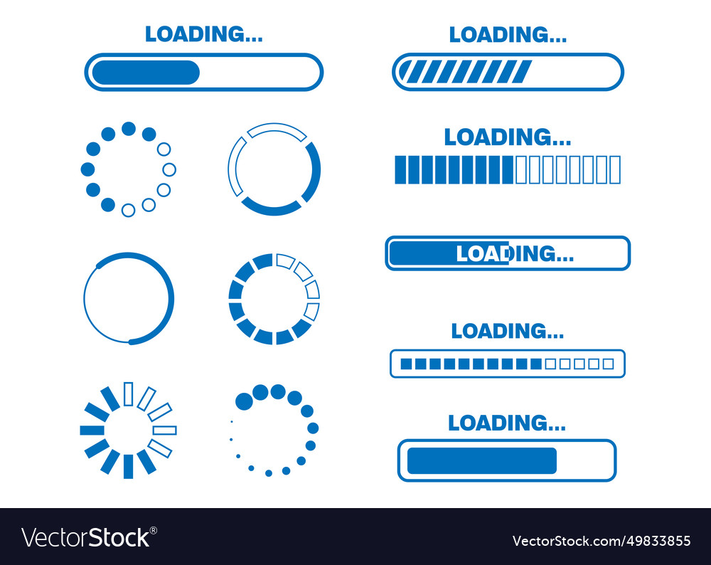 Loading bar icon set progress ui for app web Vector Image
