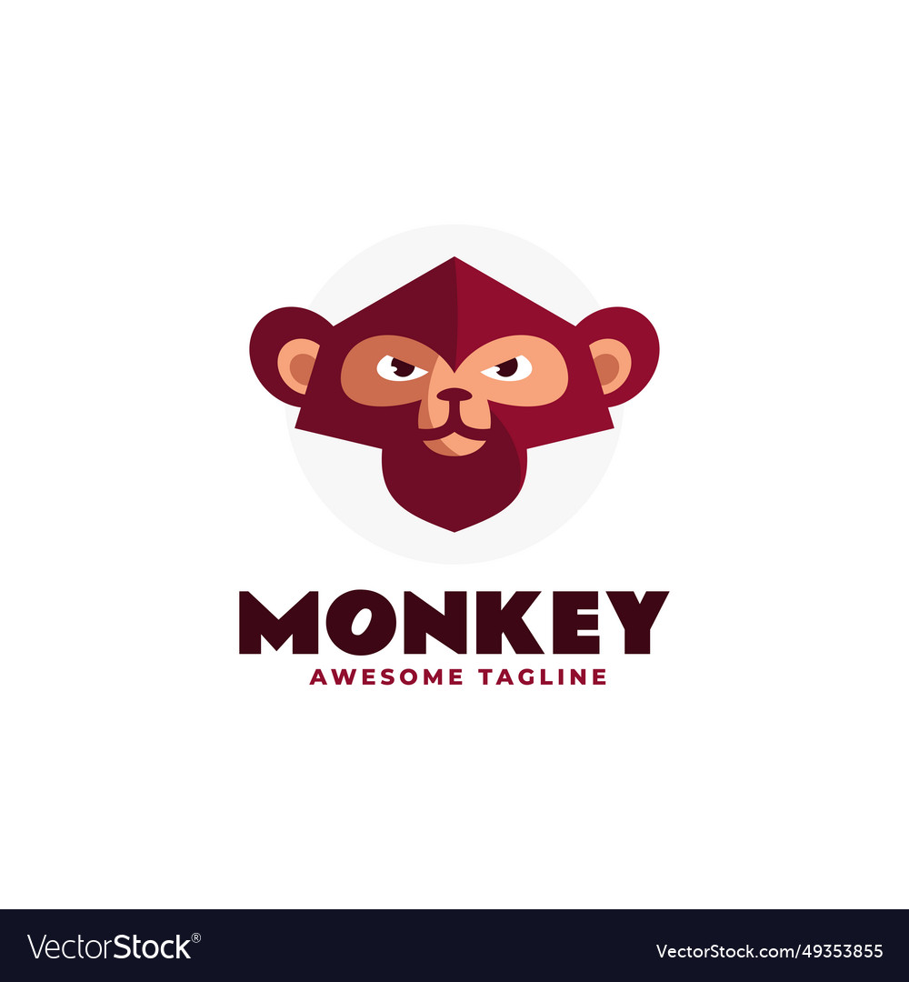 Logo monkey flat modern style Royalty Free Vector Image