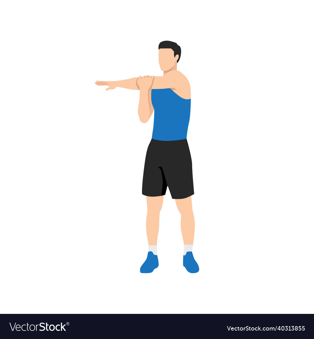 Man doing standing cross body armshoulder stretch Vector Image