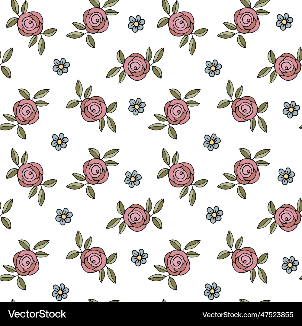 Rose flower seamless pattern Royalty Free Vector Image