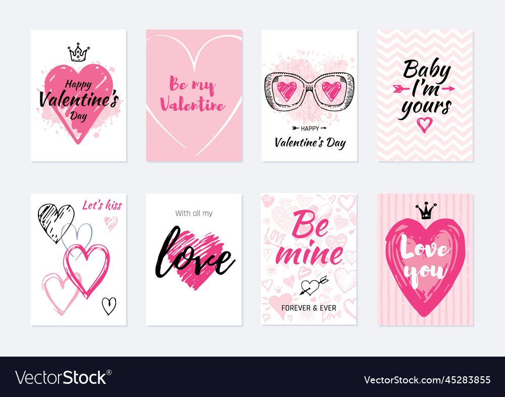 Valentine s day card design set poster with heart Vector Image