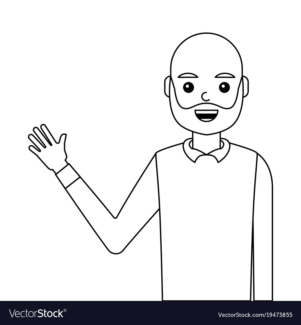 Young man waving happy avatar character Royalty Free Vector