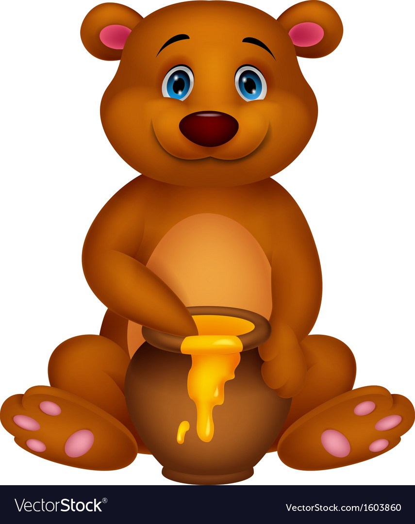 Cute bear cartoon with honey Royalty Free Vector Image