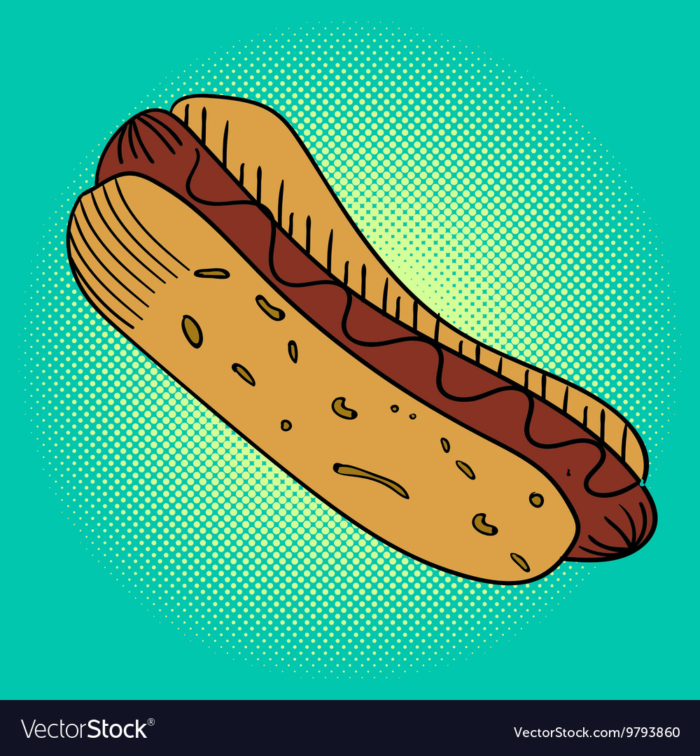 Hot dog Pop art Royalty Free Vector Image - VectorStock