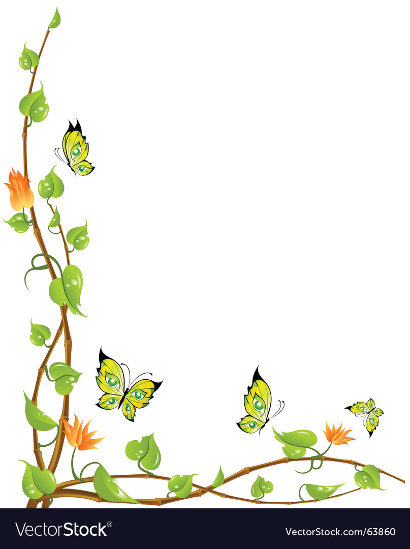 Vine and butterflies Royalty Free Vector Image