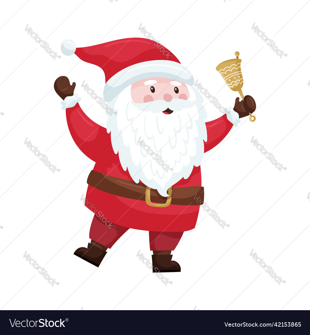 A cute cartoon christmas santa in red suit Vector Image